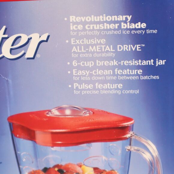 OSTER 6674 6 Cup Jar Pulse Ice Crusher Strawberry Red 450 Watt New in Box - Picture 2 of 6